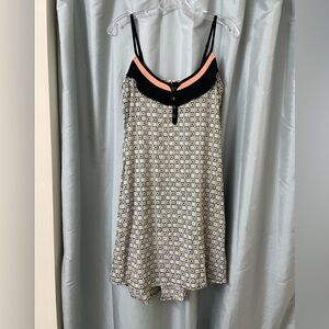 Volcom XS Black & Yellow Square Geometric Chemise Dress with Peach and Black Top